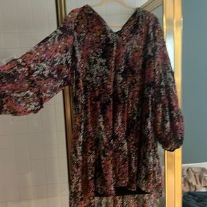 Floral long sleeve flowy mini dress